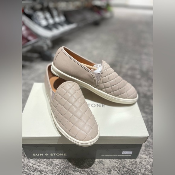 Sun + Stone Womens Mariam2 Quilted Flat Loafers Slip on Sneaker Taupe 7.5M/8M - Picture 13 of 14